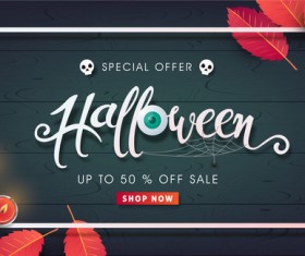 Halloween special offer with wooden background vector