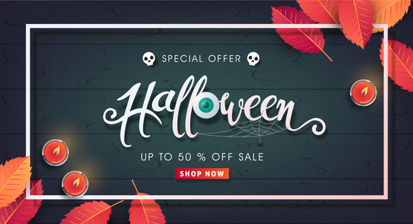Halloween special offer with wooden background vector