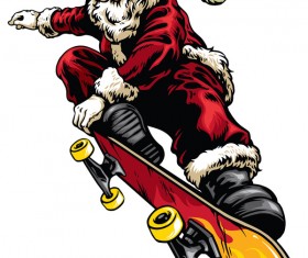 Hand drawing style of santa riding skateboard vector