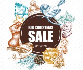 Hand drawn christmas big sale design elements vector 01