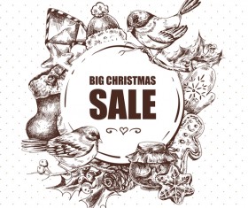 Hand drawn christmas big sale design elements vector 02