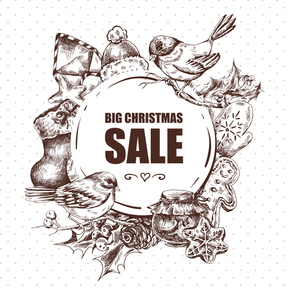 Hand drawn christmas big sale design elements vector 02