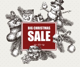 Hand drawn christmas big sale design elements vector 03