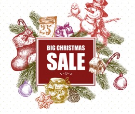 Hand drawn christmas big sale design elements vector 04