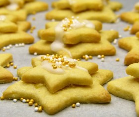 Handmade Christmas star cookies Stock Photo