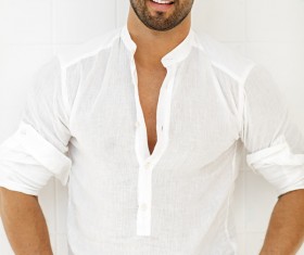 Handsome man in white shirt Stock Photo