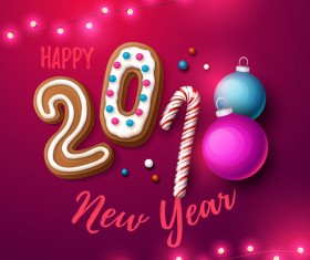 Happy 2018 new year red background vector 01