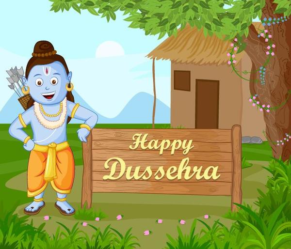 Happy Dussehra festival vector material 01 free download
