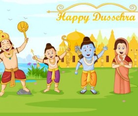 Happy Dussehra festival vector material 05