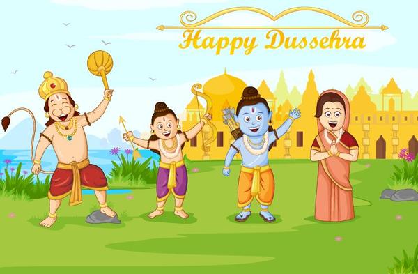 Happy Dussehra festival vector material 05 free download
