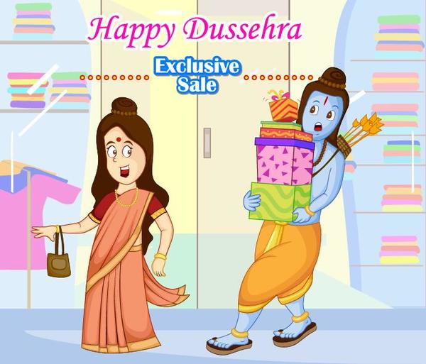 Happy Dussehra festival vector material 06 free download