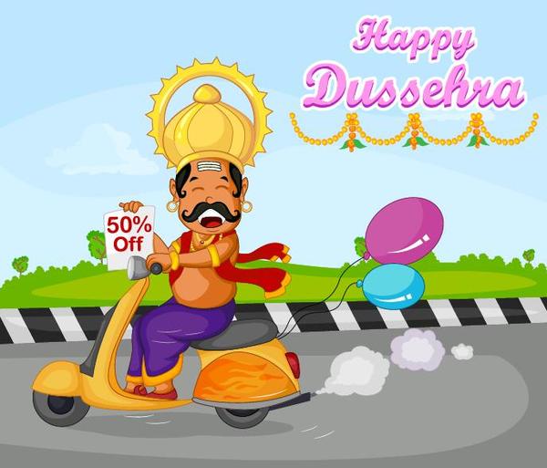 Happy Dussehra festival vector material 12