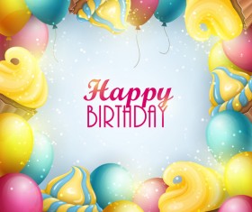 Happy birthday background with sweets vectors 01