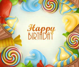 Happy birthday background with sweets vectors 02
