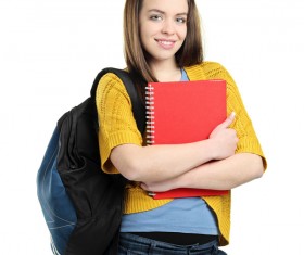 Happy college girl Stock Photo
