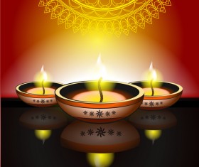 Happy diwali holiday candle background vector