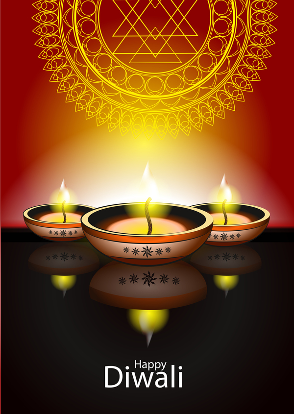 Happy diwali holiday candle background vector