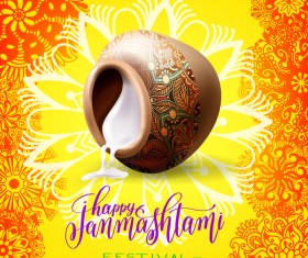 Happy janma shtami holiday background vector 01