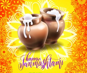 Happy janma shtami holiday background vector 02