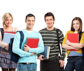Happy male and female college students Stock Photo 02