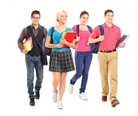 Happy male and female college students Stock Photo 06