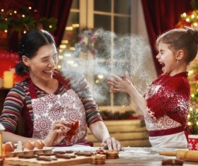 Happy mothers and daughters in the kitchen Stock Photo