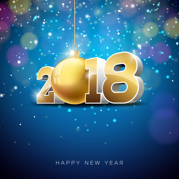 Happy new year 2018 background vectors material