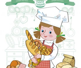 Haute cuisine girl vector material