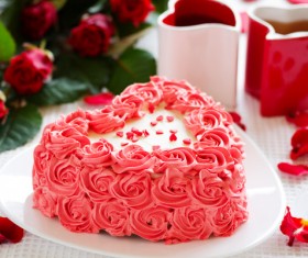 Heart shaped cream cake Stock Photo