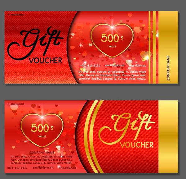 Heart with gift voucher template vector