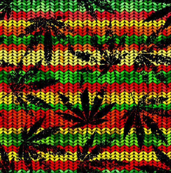 Hemp leaves with Knitted pattern vector 02