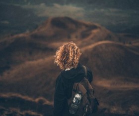 Hiking Bali volcano Stock Photo
