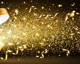 Holiday background with golden confetti design vector