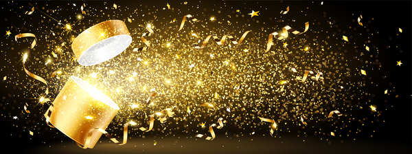 Holiday background with golden confetti design vector