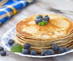 Homemade blueberry fruit pancakes Stock Photo