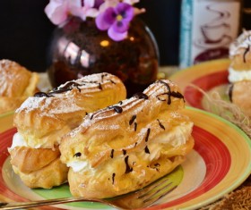 Homemade delicious cream puffs Stock Photo