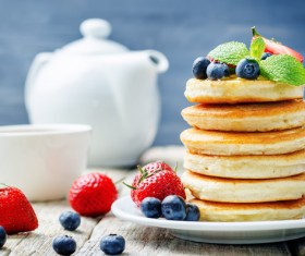 Homemade fruit pancakes Stock Photo