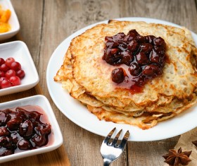 Homemade meat sauce pancakes Stock Photo