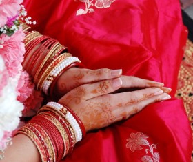 India bride henna tattoo Stock Photo 01