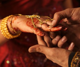 India bride henna tattoo Stock Photo 02