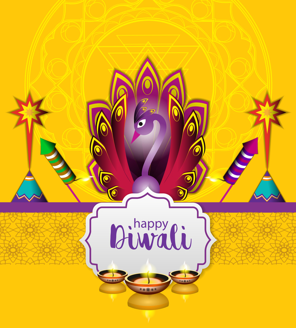 Indian diwali spiritual tradition holiday ceremony background vector