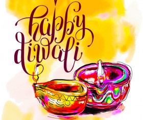 Indian happy diwali holiday background hand drawn vector 01