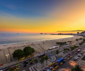 Ipanema Beach at dusk Stock Photo 01