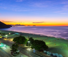 Ipanema Beach at dusk Stock Photo 02
