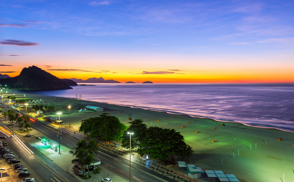 Ipanema Beach at dusk Stock Photo 02