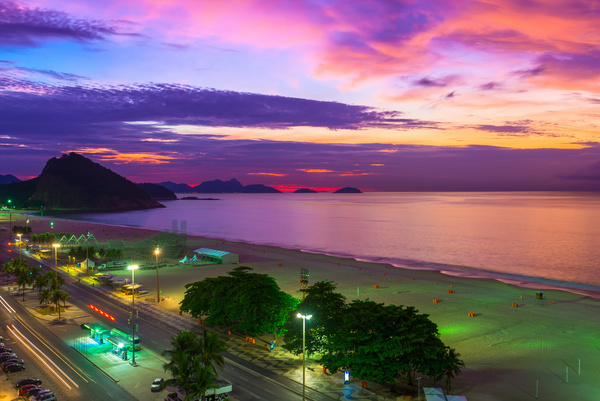 Ipanema Beach at dusk Stock Photo 03