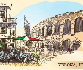 Italy verona painted sketch vector