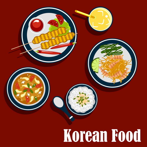 Korean food design vector 03