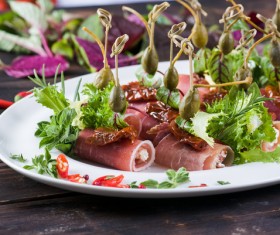 Lemon vegetable bacon roll Stock Photo