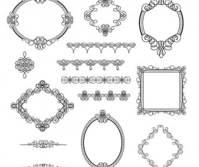 Lines frame with ornaments vector material